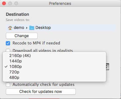 Mac VideoRipper Pro 1.0 : Resolution Options
