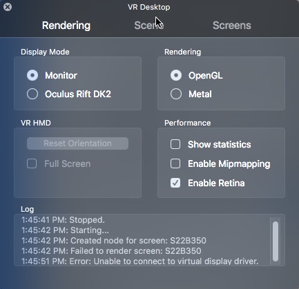 VR Desktop 1.0 : Main window