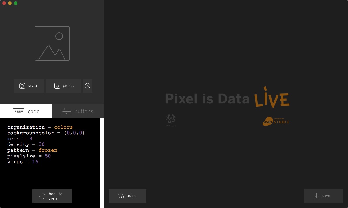 Pixel is Data Live 1.2 : Main window
