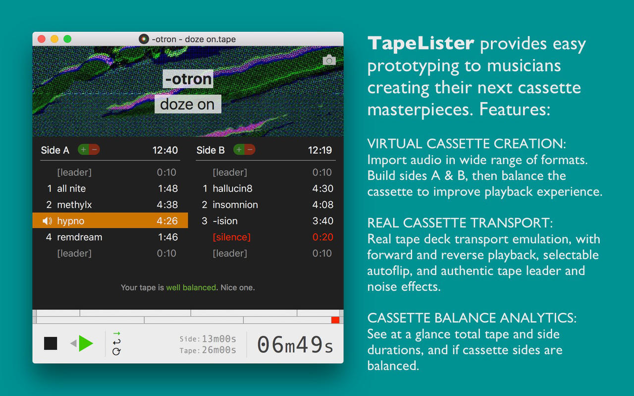 TapeLister 1.0 : Main Window