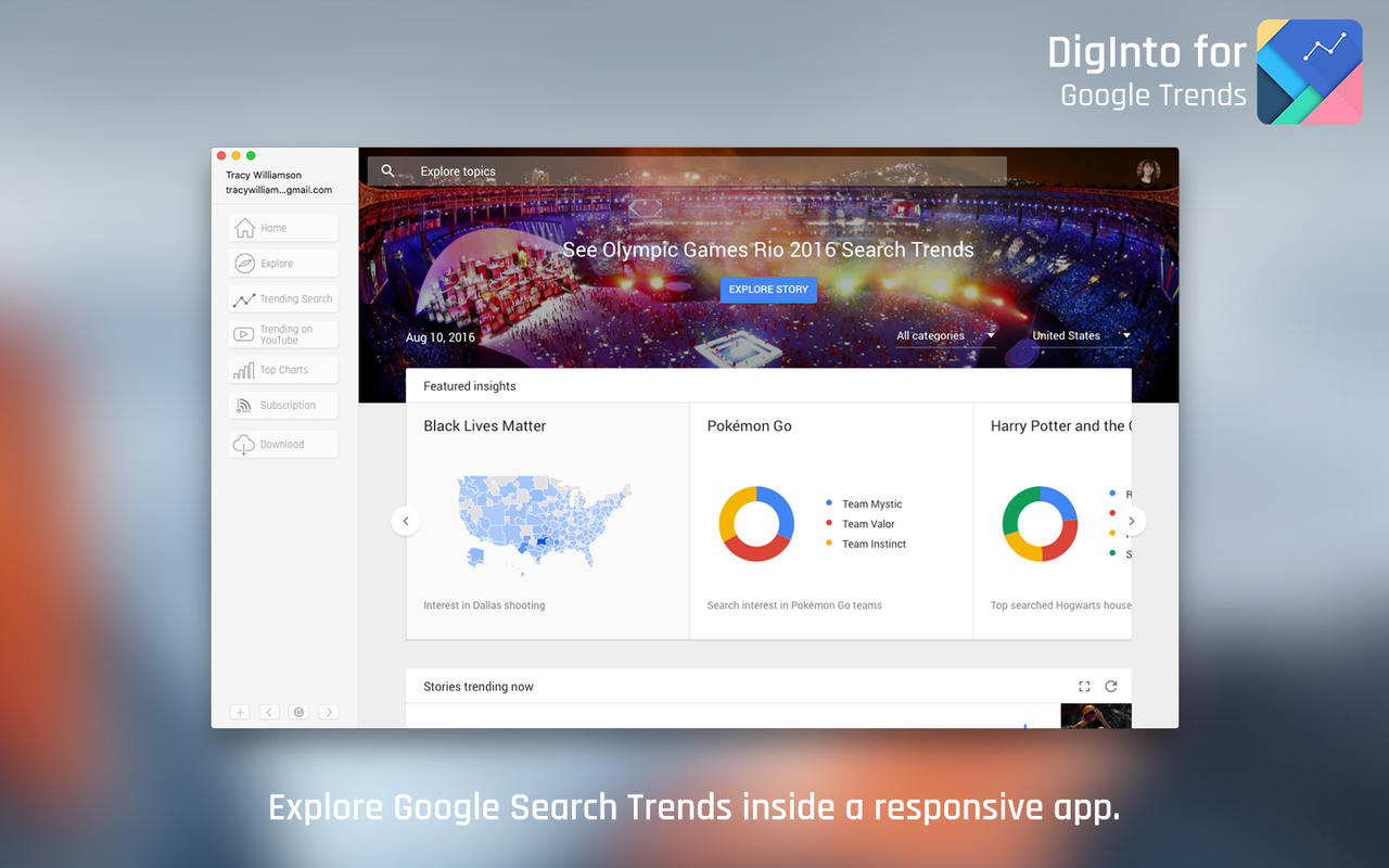 DigInto for Google Trends 1.0 : Main Window