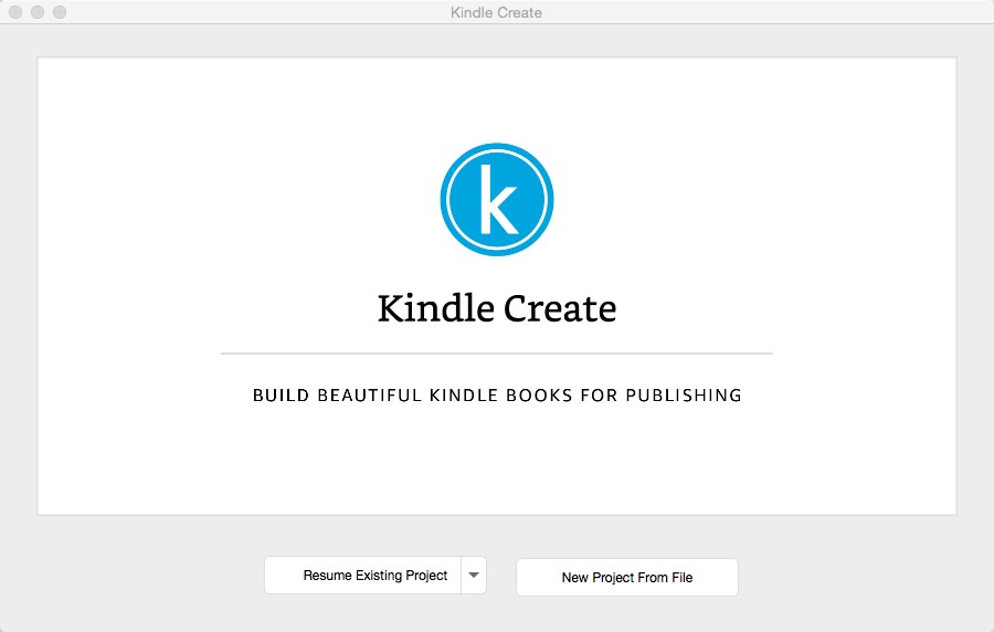 Kindle Create 0.9 beta : Main window