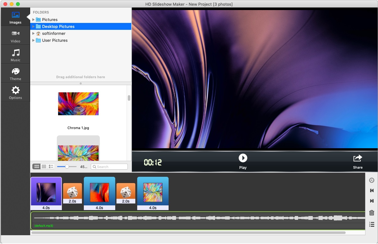 HD Slideshow Maker 3.0 : Main Screen