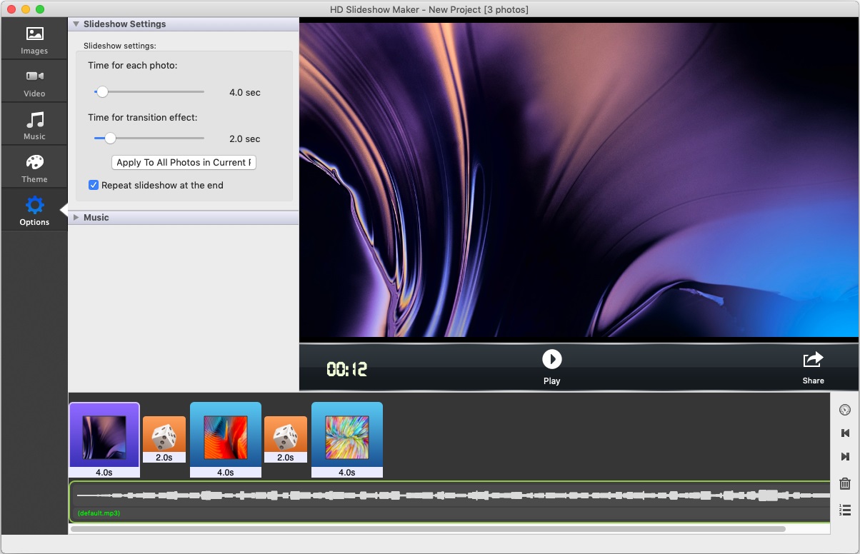 HD Slideshow Maker 3.0 : Slideshow Settings