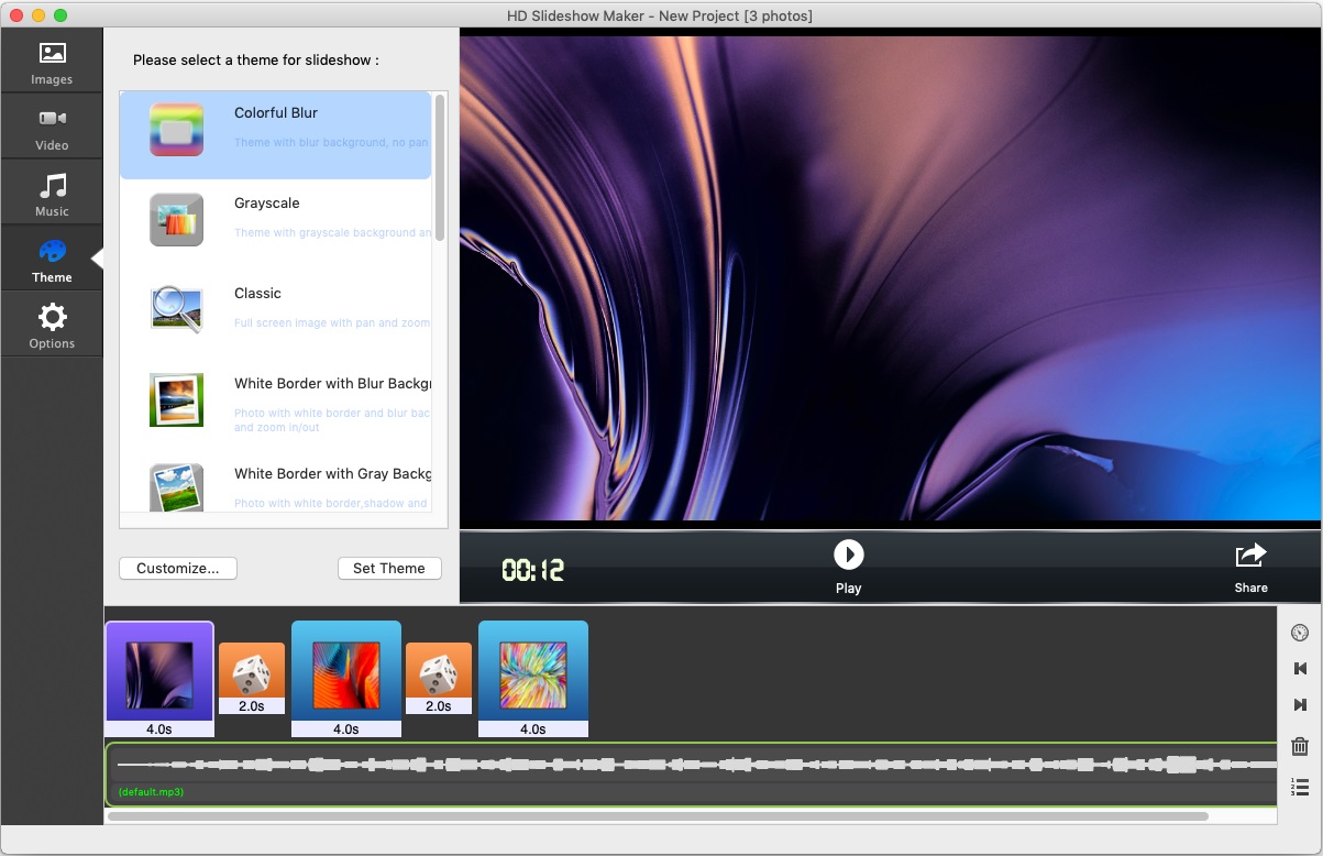 HD Slideshow Maker 3.0 : Theme Selector