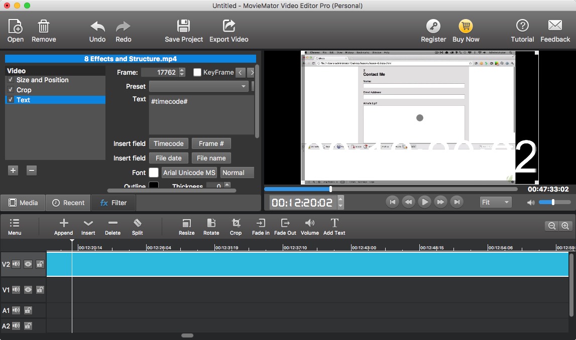 MovieMator Video Editor Pro 2.4 : Insert Text Options