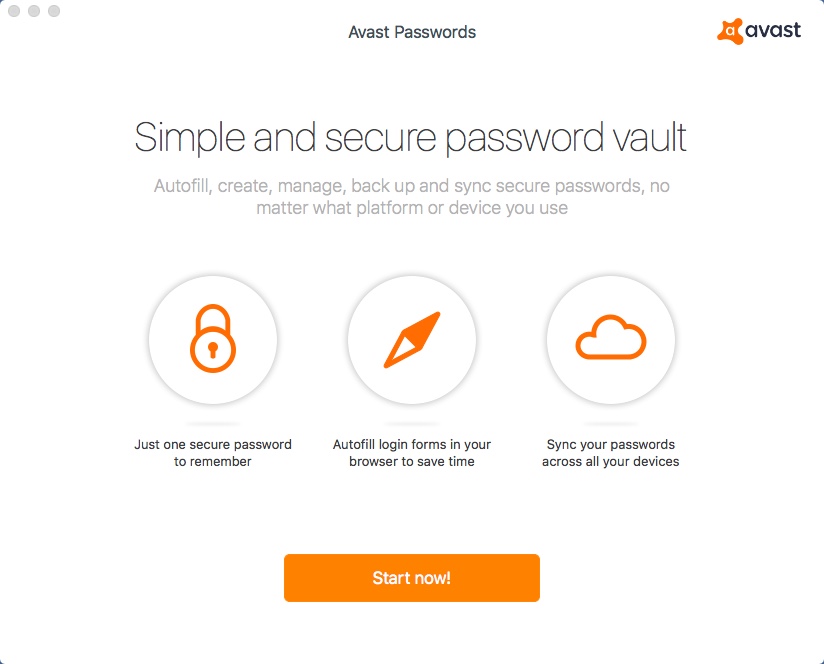 Avast Passwords 1.6 : Welcome Window