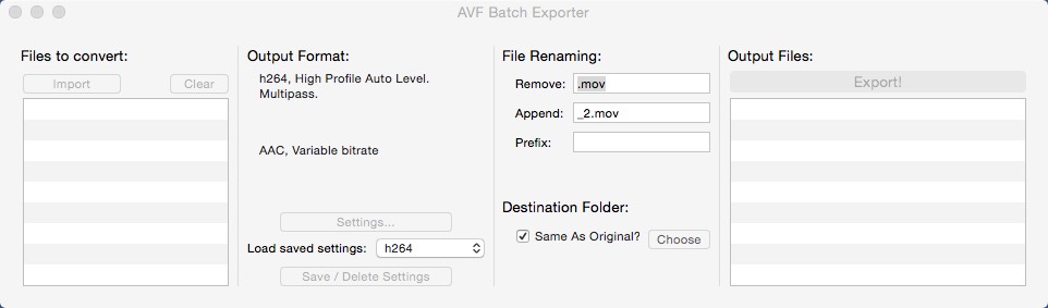 AVF Batch Converter 1.4 : Main window