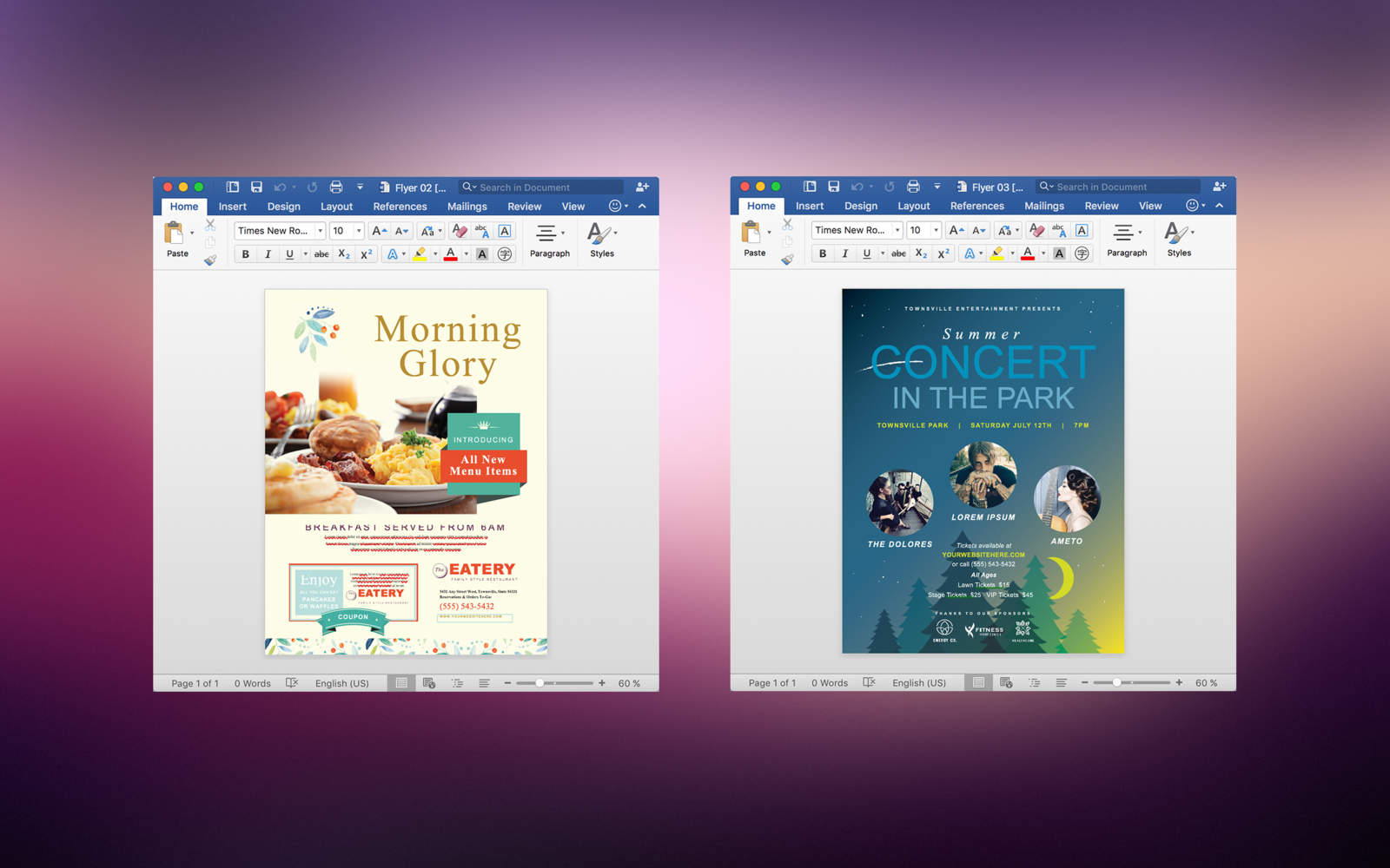 Flyer Design - Flyer Templates for Word 1.0 : Main Window