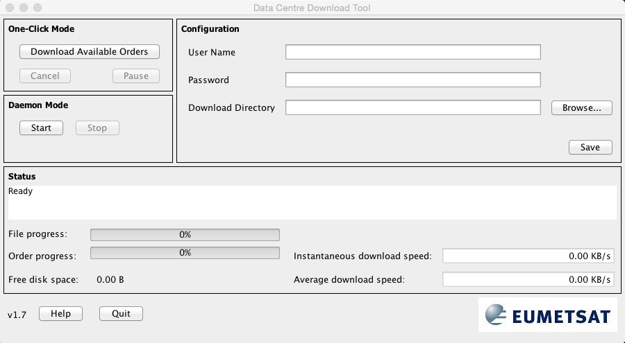 Data Centre Download Tool 1.7 : Main window