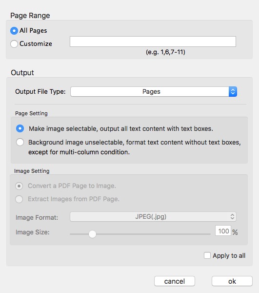 PDF to Pages Converter Expert 2.5 : General Settings