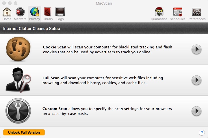 MacScan 3.1 : Privacy Window