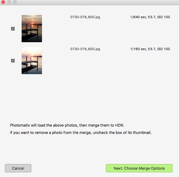 Photomatix Pro 6.0 : Checking Imported Photos