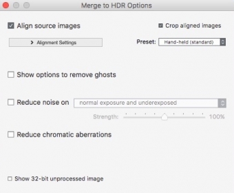 Selecting HDR Options