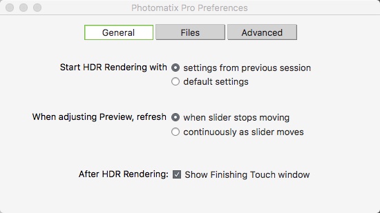 Photomatix Pro 6.0 : Preferences Window