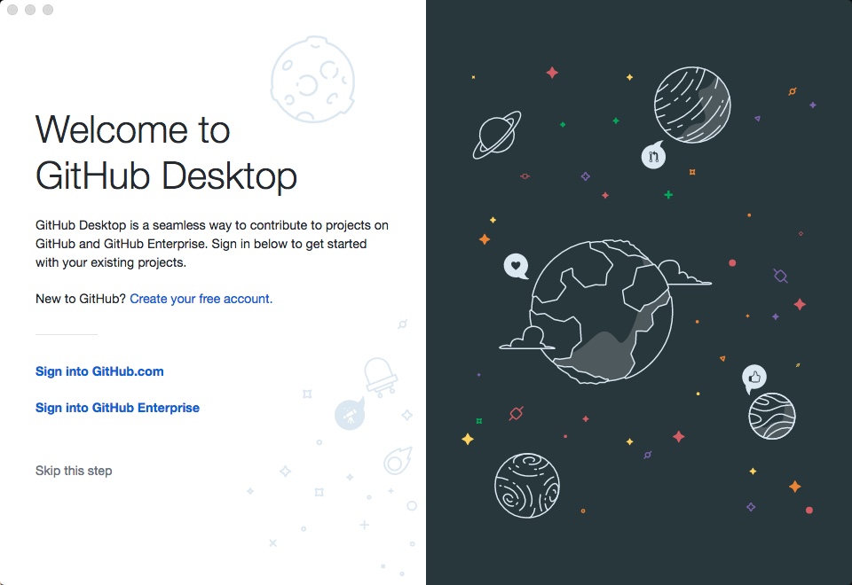 GitHub Desktop 0.5 beta : Welcome Window