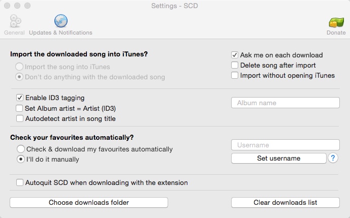 SoundCloud Downloader 2.8 : Settings Window