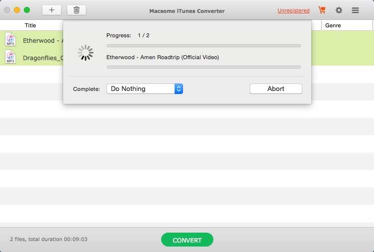 Macsome iTunes Music Converter 2.2 : Converting Files