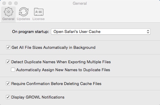 SafariCacheExplorer 2.0 : Preferences Window