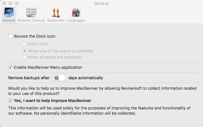 MacReviver 2.7 : Preferences Window