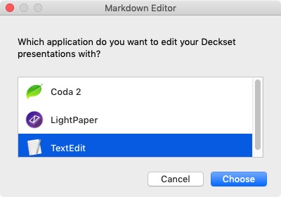 Deckset 2.0 : Select Markdown Editor