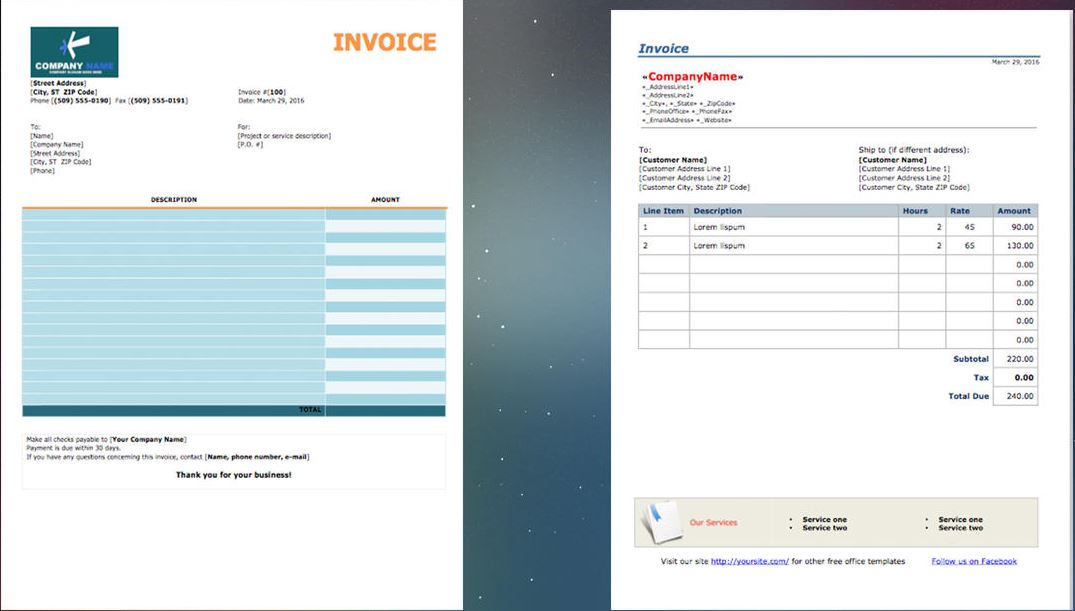 Invoice Mate - Templates Design for Pages 1.1 : Main Window