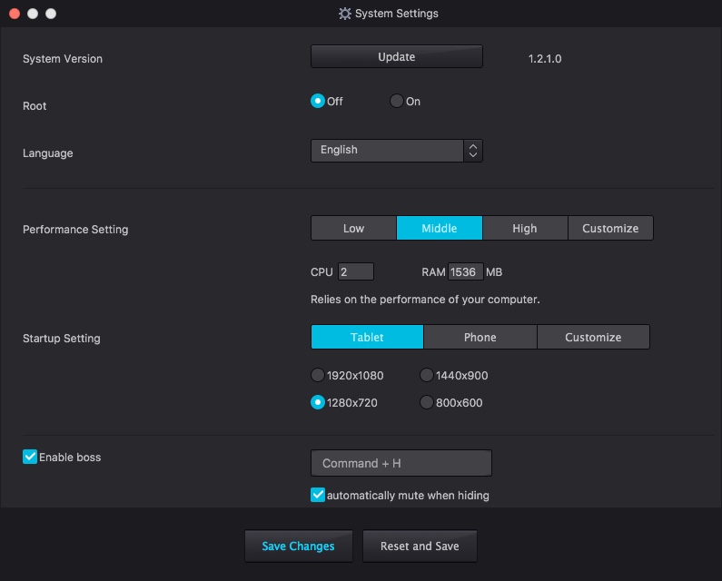 Nox App Player 1.2 : Configuring System Settings