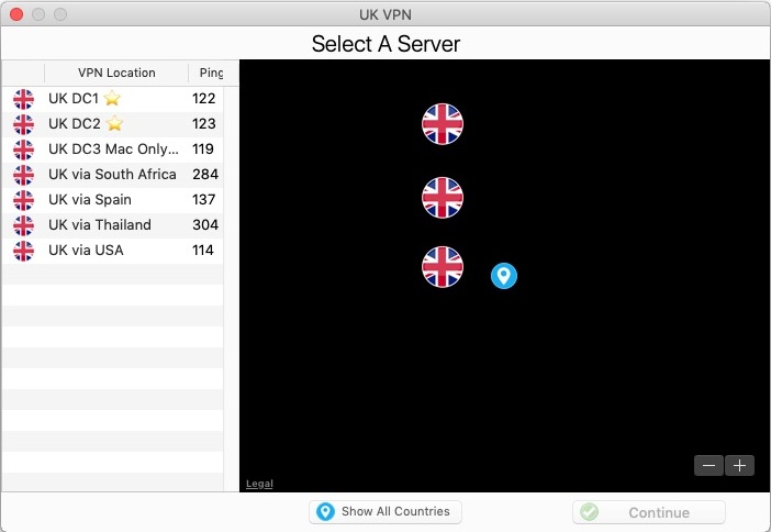 UK VPN 4.8 : Select a server