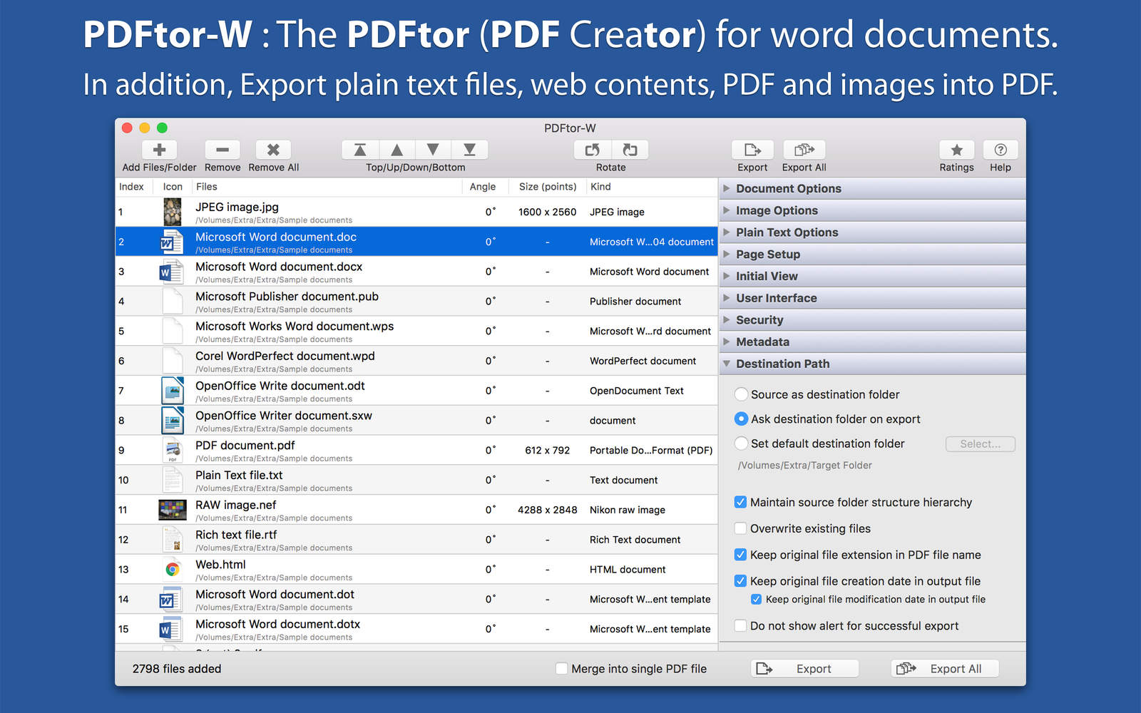 PDFtor-W 2.3 : Main Window