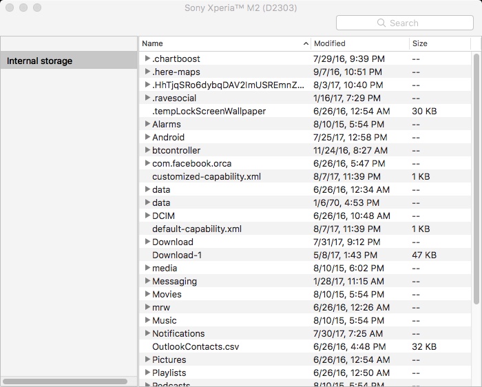 Xperia Companion 1.7 : Browsing Phone Files