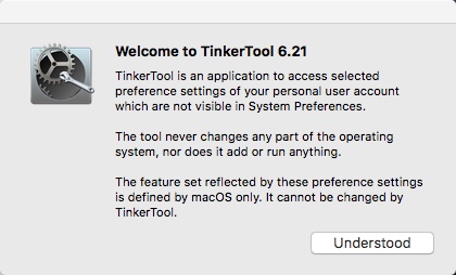 TinkerTool 6.2 : Welcome Window