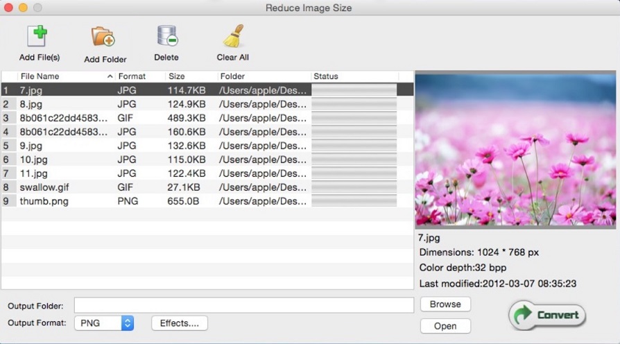 Reduce Image Size 2.4 : Main Screen