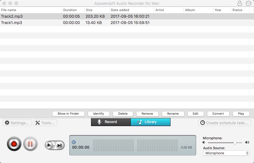 Apowersoft Audio Recorder for Mac 2.5 : Library Window