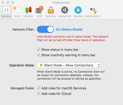 Little Snitch 4.0 : Preferences Window