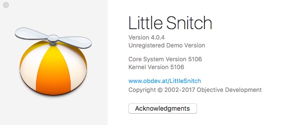Little Snitch 4.0 : About Window