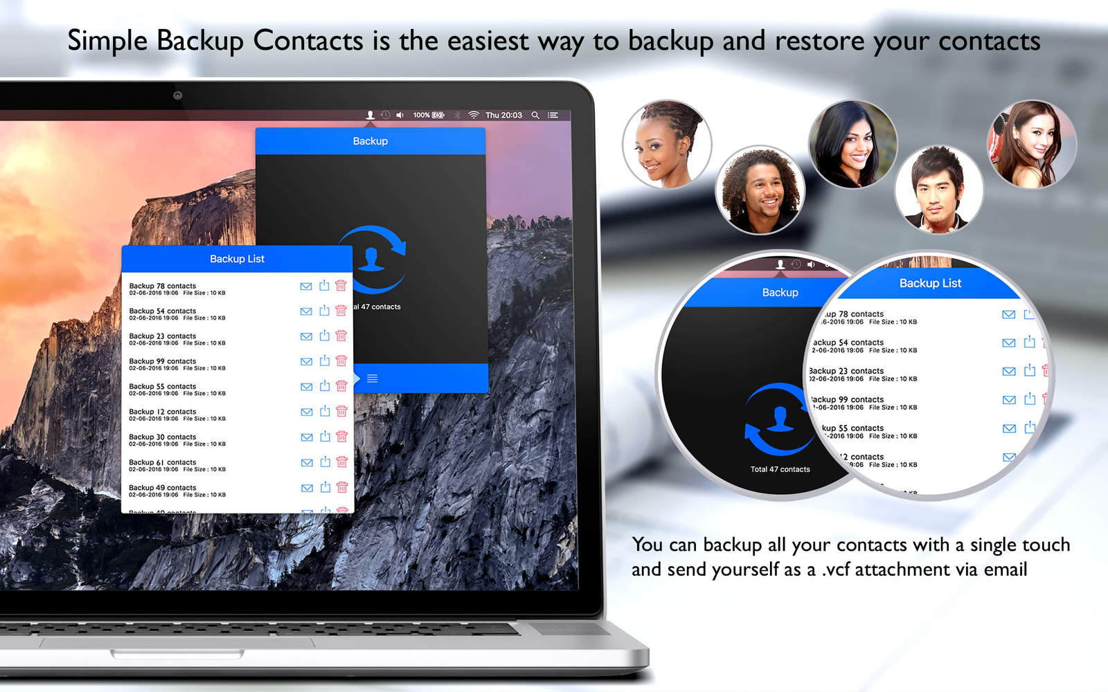TabBackup For Backup Contacts 1.9 : Main Window