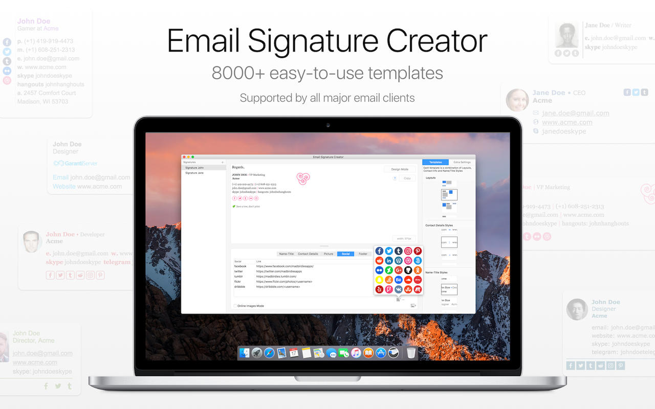 Email Signature Creator 1.5 : Main Window