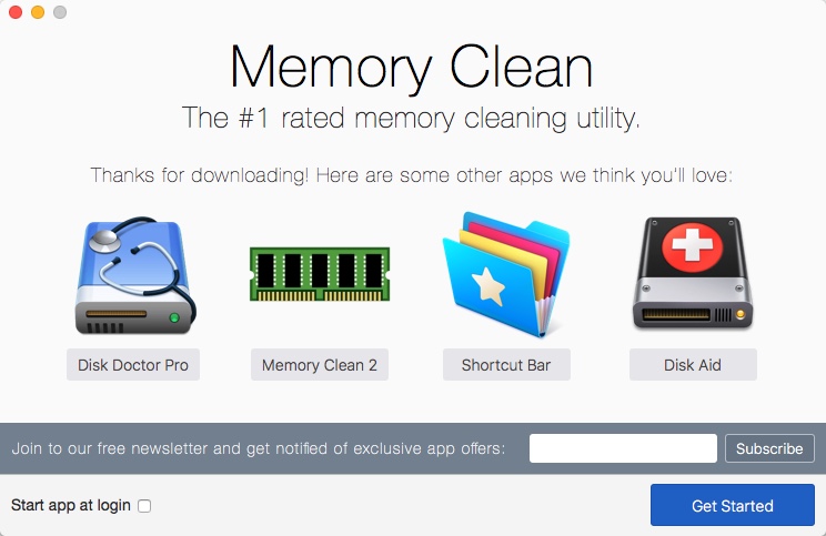 Memory Clean 6.3 : Welcome Window