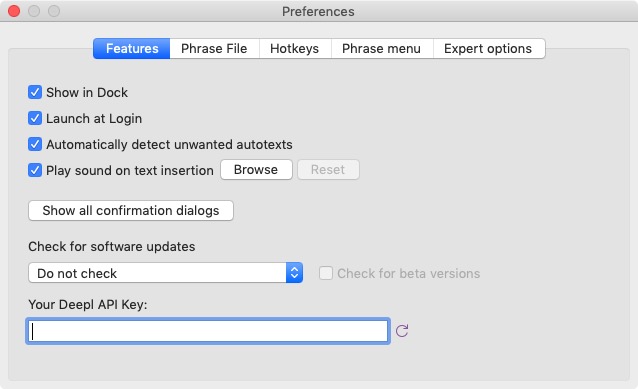PhraseExpress 3.0 : Preferences Features