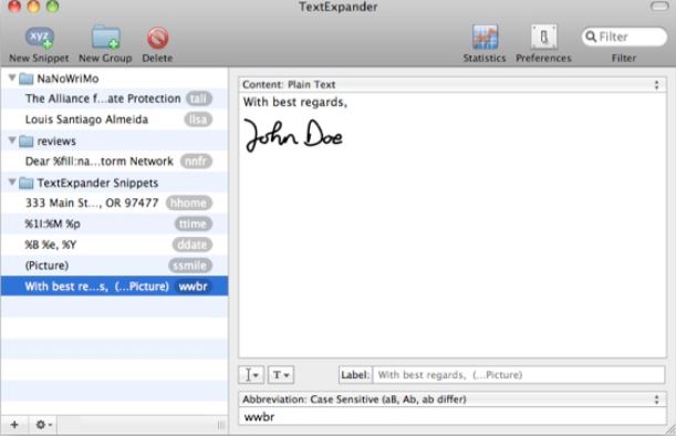 TextExpander 6.2 : Main Window