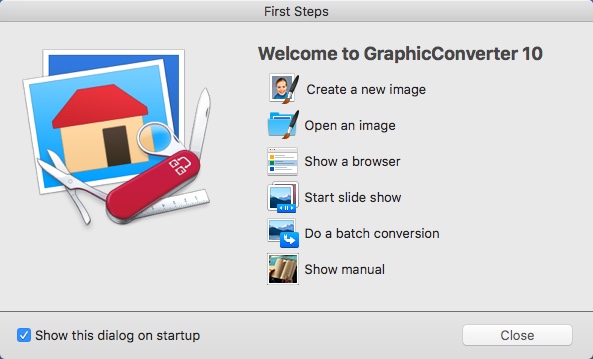 GraphicConverter 10.5 : Welcome Window