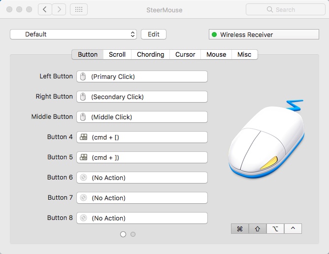 SteerMouse 5.1 : Configuring Button Settings