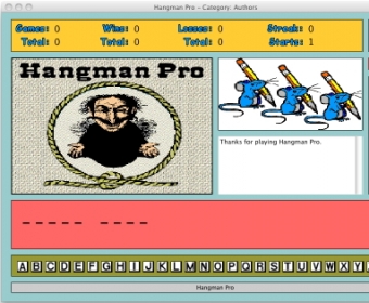 A reduced screenshot of Hangman Pro for the Macintosh