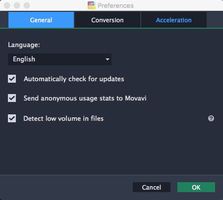 Movavi Video Converter 7.2 : Preferences Window
