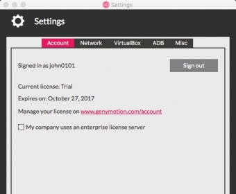 Settings Window