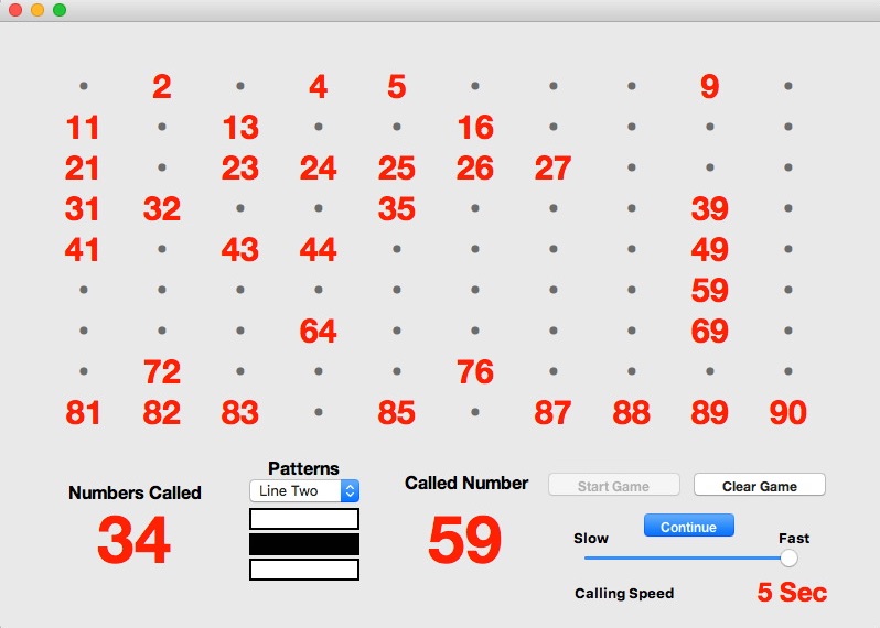 Bingo Caller 90 1.1 : Main window