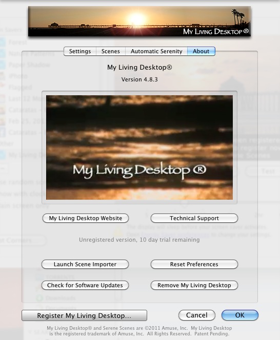 My Living Desktop : About window