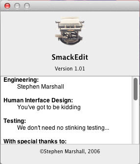 SmackEdit 1.0 : About Window