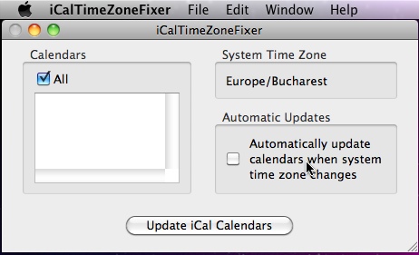 iCalTimeZoneFixer 0.9 : Main window