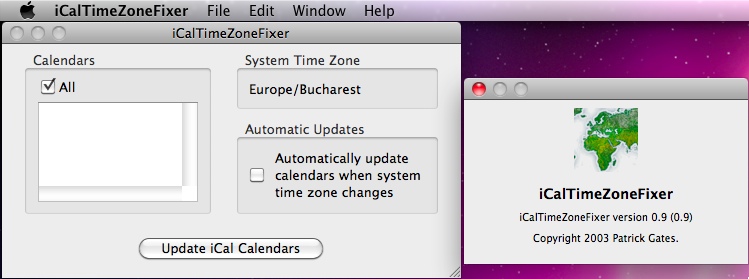 iCalTimeZoneFixer 0.9 : Main window